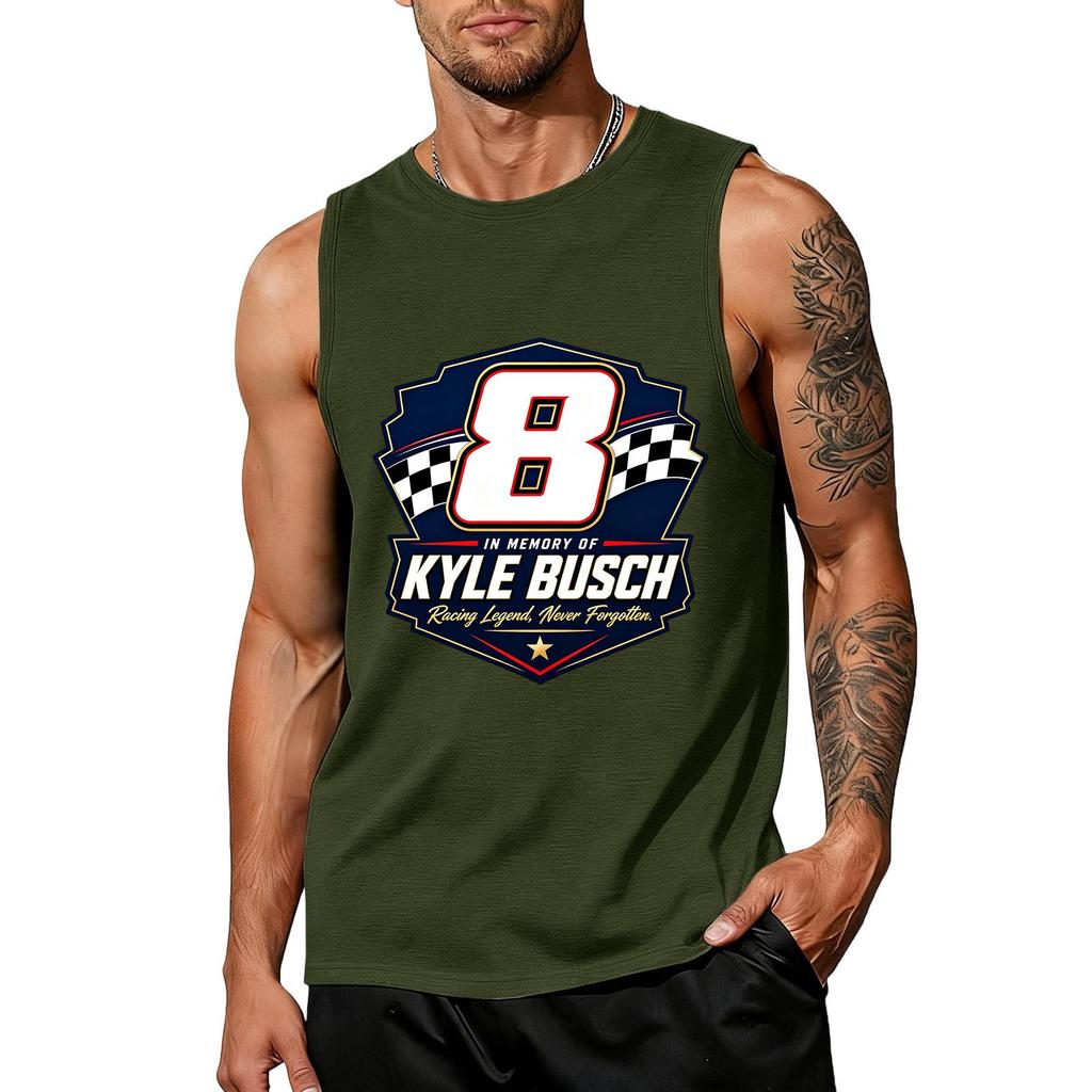 Men Sleeveless Tank Top Racing Graphic Print Muscle Fit Casual Summer Shirt Lightweight Breathable Fabric