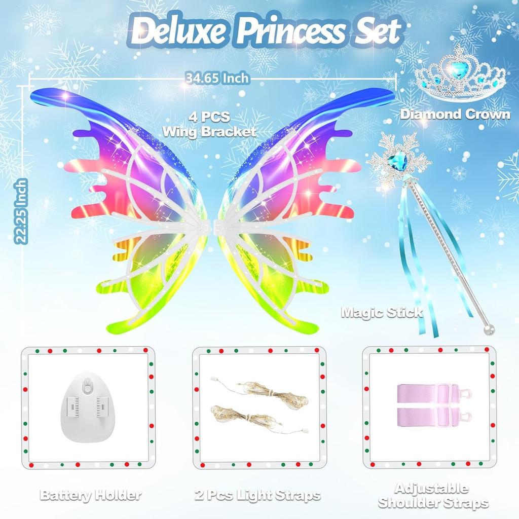 Angel Elf Fairy Cosplay Princess Battery Electric Light Butterfly Wings that Move with Toys for Girls [Toileeu] Wings, Wings, Wings, Kids, Set, DIY,
