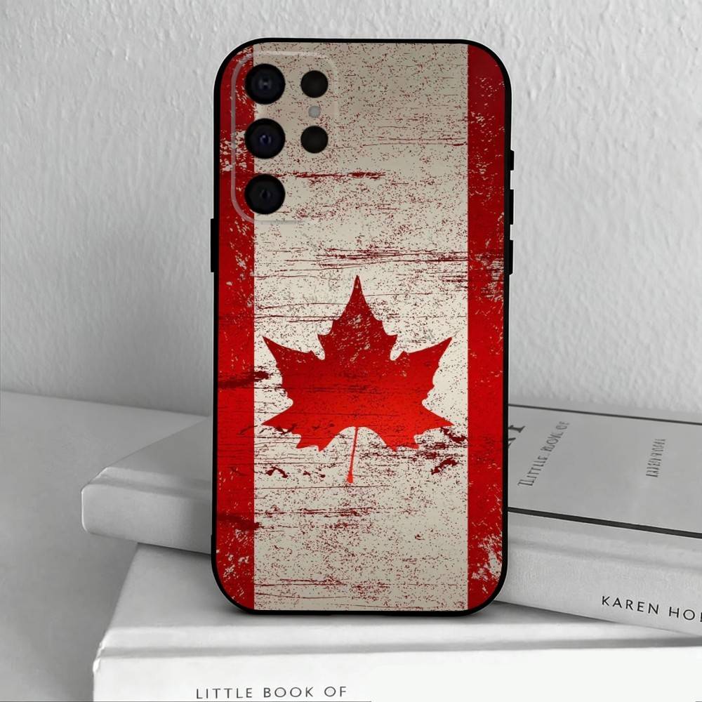 C-Canadian Flag Wallpaper  Phone Case For Samsung S25,S24,S21,S22,S23,S30,Ultra,S20,Plus,Others Soft Black Case