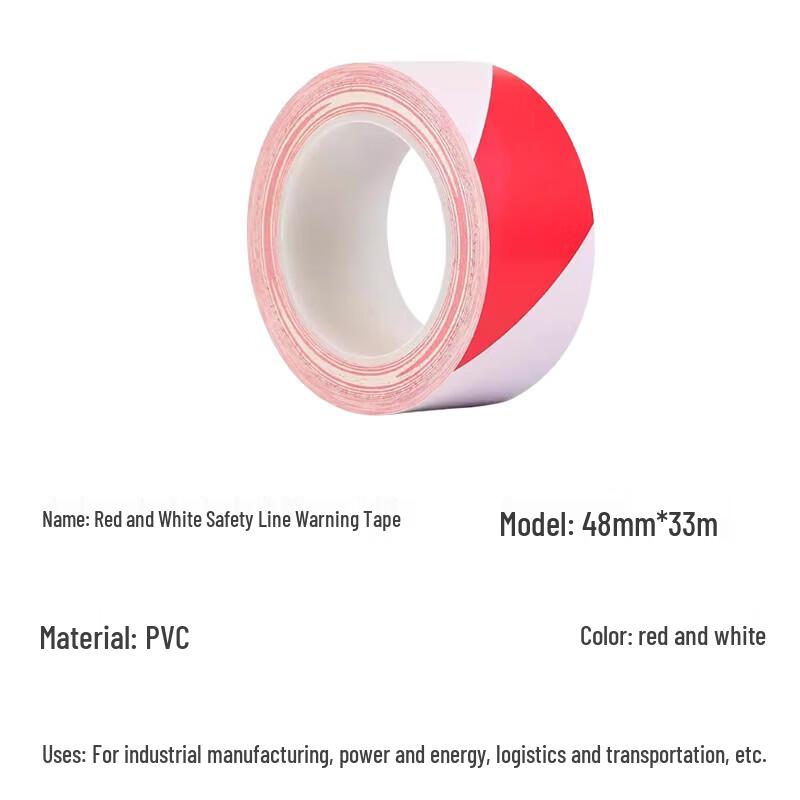 Red & White Safety Warning Tape 48mm x 33m