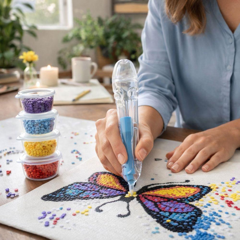 3D Pixel Puzzle Bead Positioning Pen Jam-Free with Bead Containers Fuse Beads Dispenser Educational Multi-functional Beaded Pen