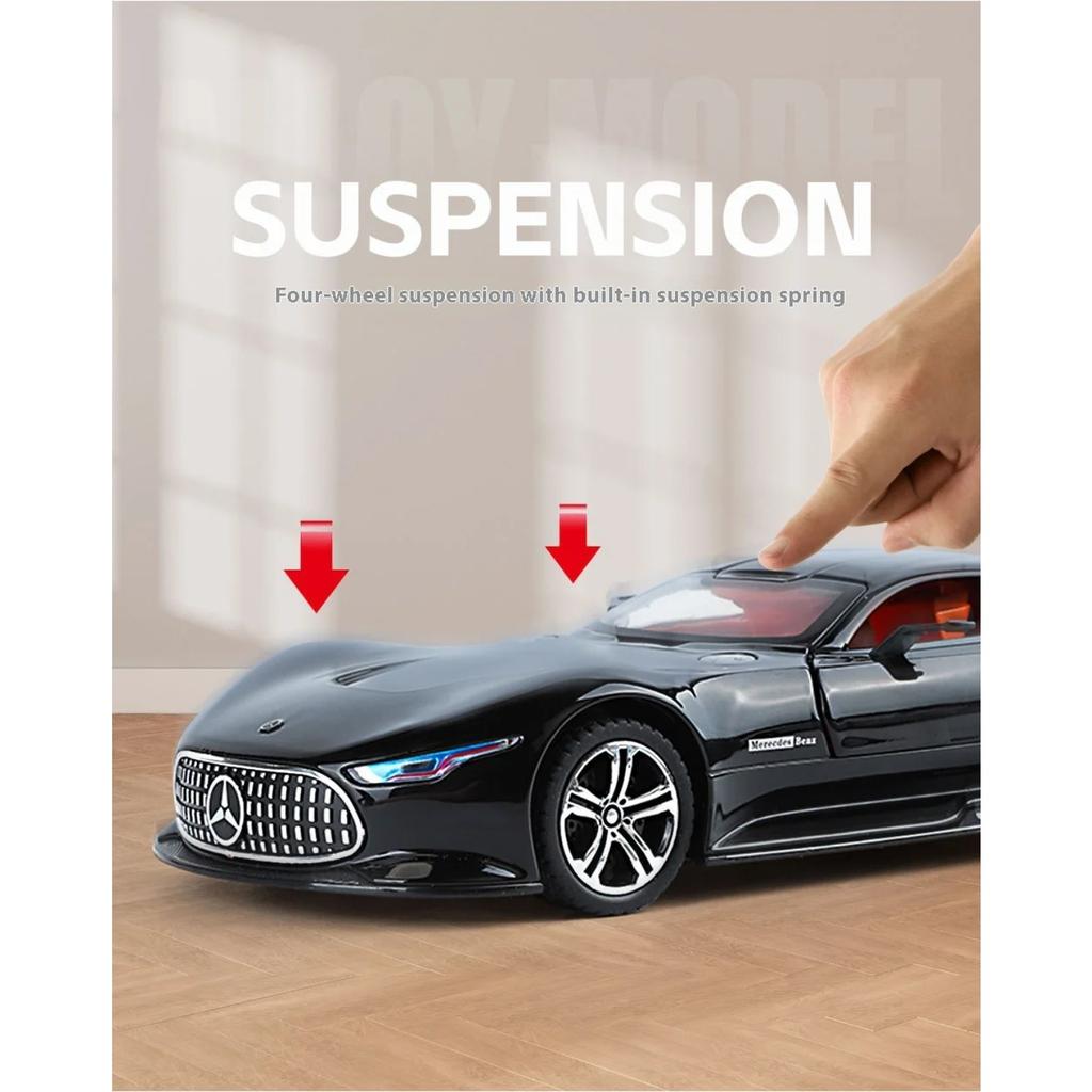 1/24 Benz AMG Alloy Model Car with Sound and Light Feedback Sports Car Model Table Decoration Suitable for Boys As A Gift