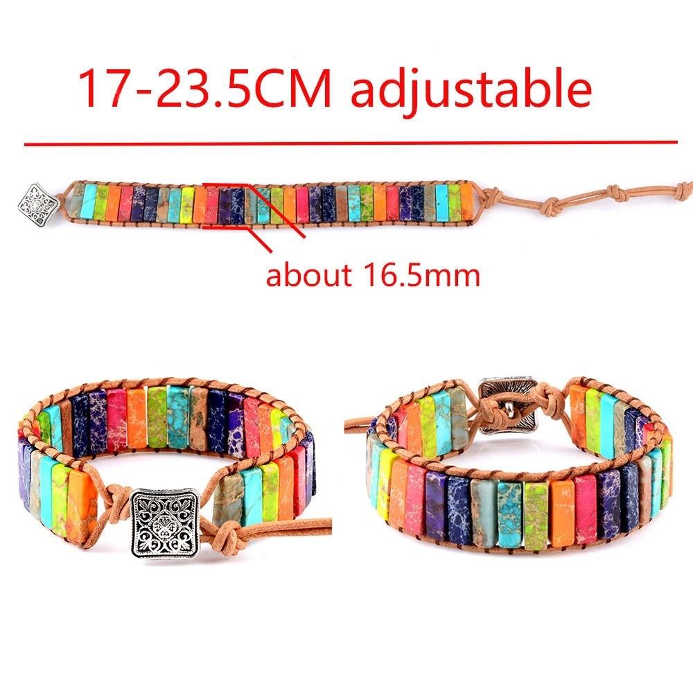 Bohemian 7 Chakra Stone Bracelet For Women Colorful Emperor Stone Braided Rope Woven Wrist Bangle Men  Jewelry Gift