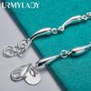 925 Sterling Silver Water Drop Chain Bracelet Fine Jewelry