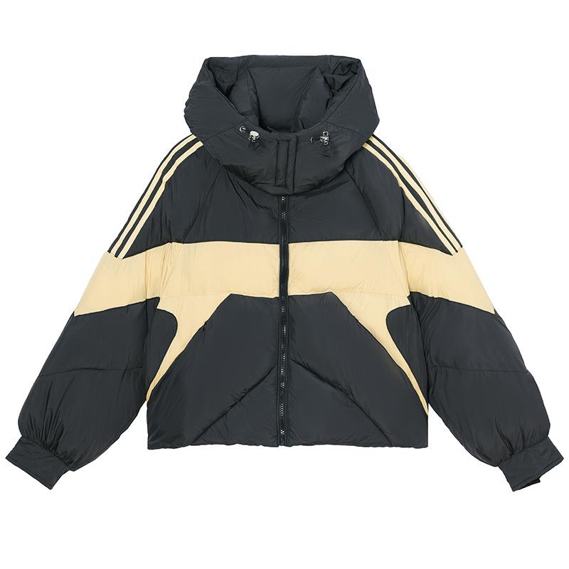 2025 winter new down cotton jacket women's short contrast fashion loose bread jacket thickened jacket