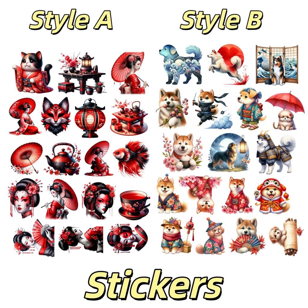 18pcs Cute Japanese Geisha Girl Stickers for DIY Journals, Planners, Laptop Decorations, Book , Planner , High-quality Prints