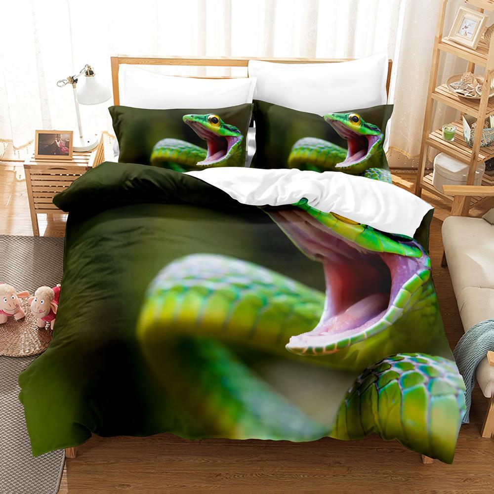 3D Snake Viper Bedding Set 2/3Pcs Gift Quilt Duvet Cover Single Double King Size