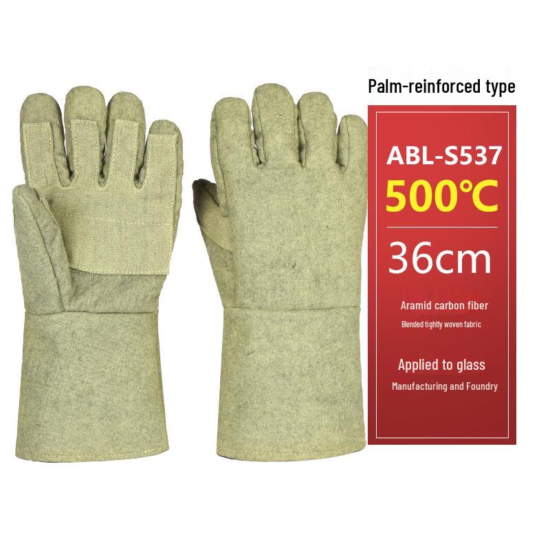 Industrihandskar som tål höga temperaturer: Skållningsskyddande, Brandsäker, Värmeisolering upp till 1000°F, Flexibel femfingerdesign.
