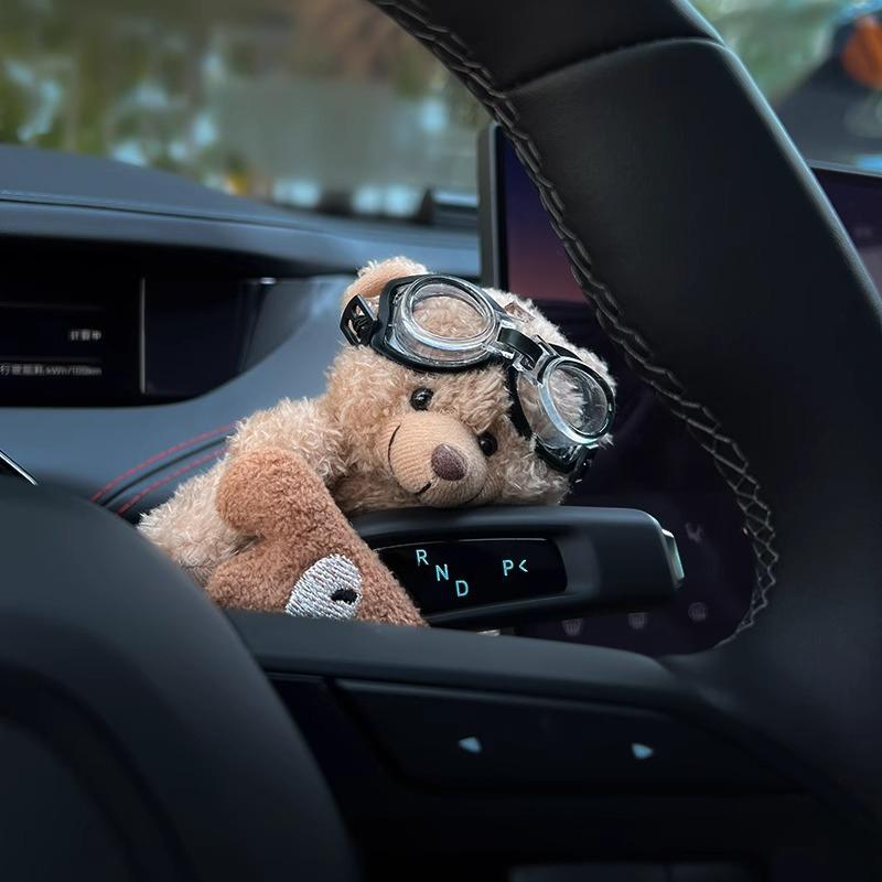 Cute Little Bear Turn Signal Switch Decoration Auto Handle Decorative Plush Doll Car Interior Decoration Wiper Ornament Toy Gift
