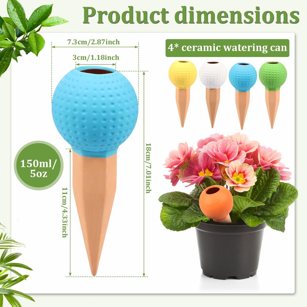 4Pcs Plant Watering Globe 150ml Automatic Watering Spike Flower Pot Self Watering Device Drip Irrigation System Garden Decor