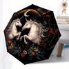 Enchanted Unicorns: A Magical Floral Fantasy Wall Art Print Umbrella, Cute Umbrella with Cute Design, Portable 3-Fold Compact Umbrella for Men & Women