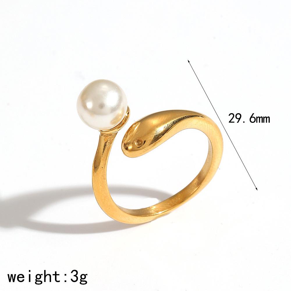 Style Artificial Pearl Ring For Women With Geometric Design And Pvd Coating Jewelry