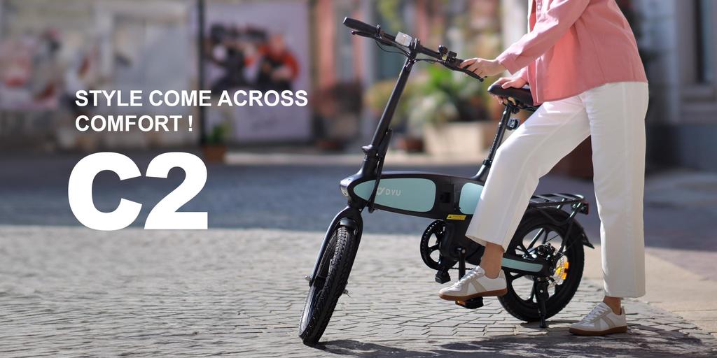 DYU C2 Electric Bicycle 350W Motor, 48V 7.5Ah Battery, 16 Inch Tires, Range 45KM, Foldable, Folding E-Bike