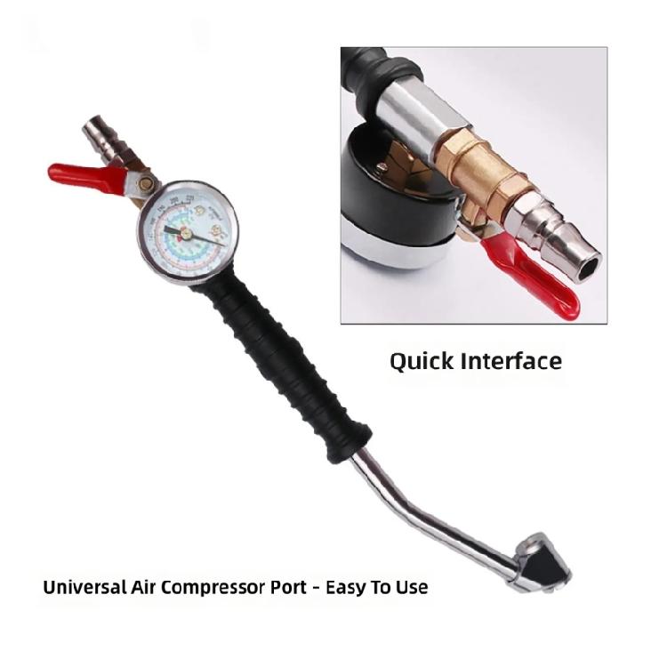 High Precisions Tire Inflator With Metal Nozzle And Pressure Gauge Perfect For Commercial Vehicle Maintenance