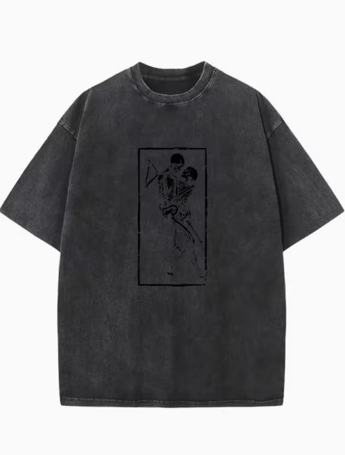 

Washed vintage Tshirt soft and breathable loose top retro street style shirt machine washable casual wear soft texture tees S