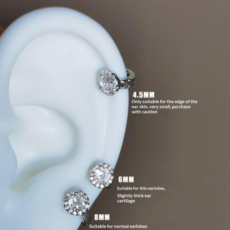 1 Pair Trendy Earring Jewelry Silver Round Zircon Earrings For Women Prevent Allergy Party Accessories Gift