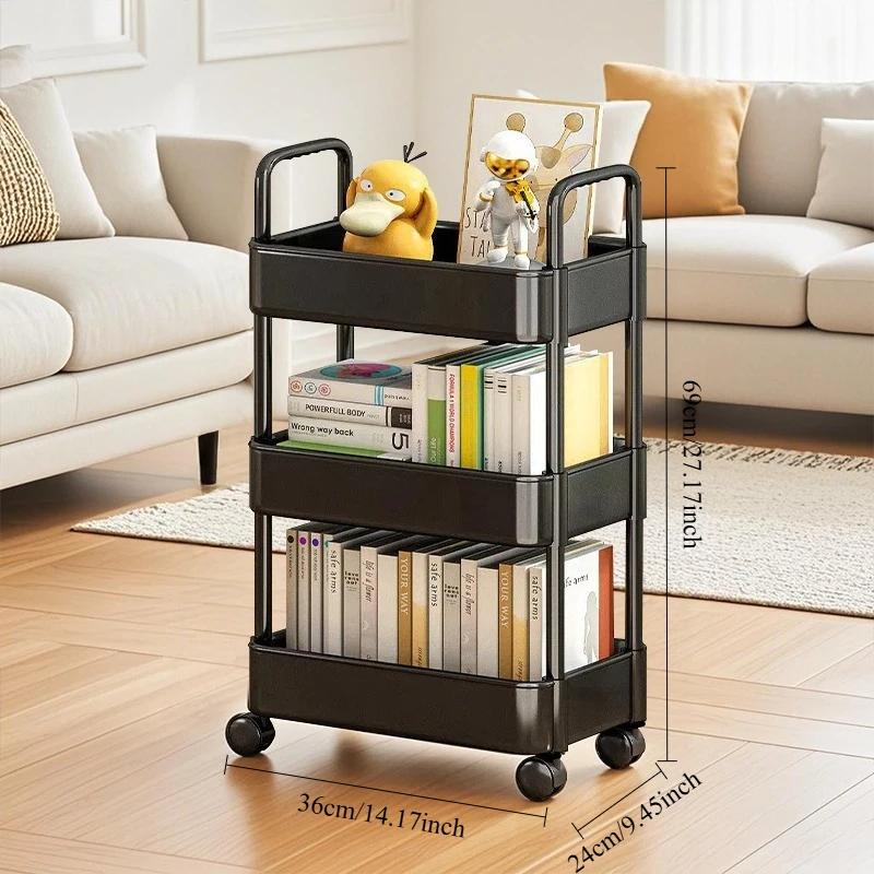 

Многоярусная стойка для хранения закусок для кухни, ванной комнаты и спальни, мобильная тележка для хранения на колесах, органайзер, домашние аксессуары чёрный