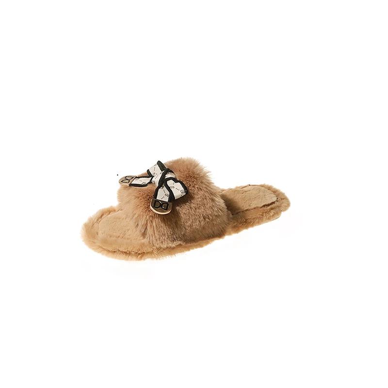 

Модные женские сексуальные милые домашние туфли на платформе, зимние дизайнерские теплые пушистые тапочки с бантом, удобные домашние туфли для спальни, сандалии 38-39 хаки