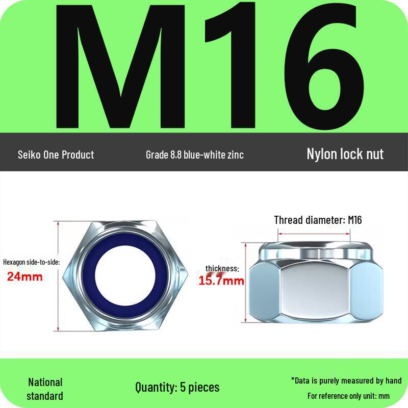 4.8-Grade Galvanized Black Nylon Anti-Loosening Self-Locking Nut for M3-M10 Threads
