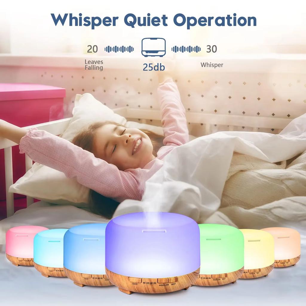 Umidificatore d'aria Diffusore di oli essenziali 500ml Ultrasuoni Nebulizzatore a nebbia fredda Umidificatore USB Lampada a LED Diffusore di aromi Elettrico