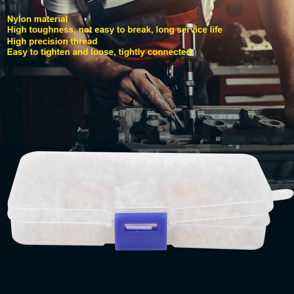 800pcsbox M3 Nylon Screw Nut Washer Combination Kit Fasteners Hardware AccessoriesWhite