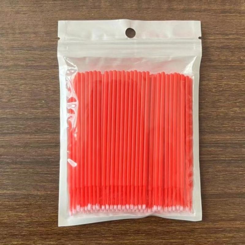 100 Pcs/bag Micro Makeup Brushes Eyelash Cleaning Brush Lash Extension Disposable Cotton Swab Applicators Individual Microbrush красный