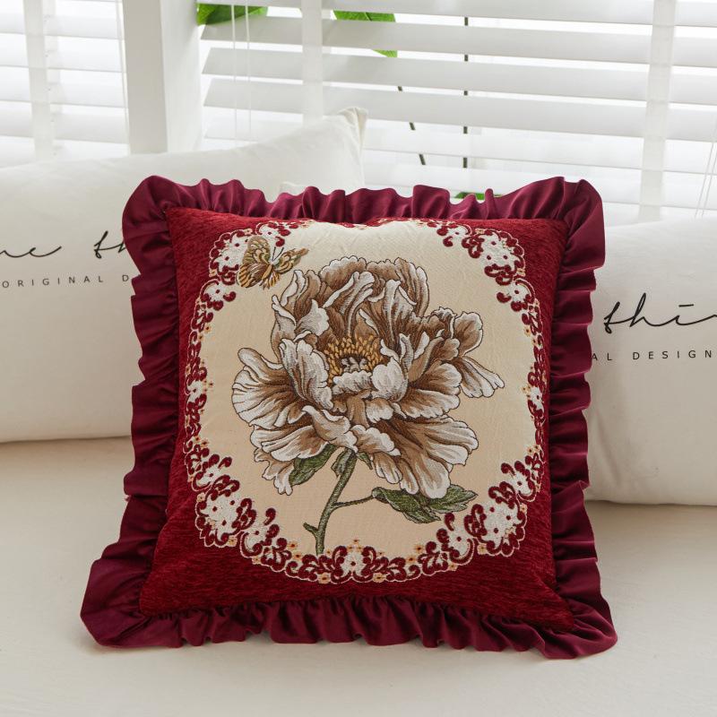 Ruffle Bed Cushion, Flower Ruffle Light Luxury Pillow, Cute