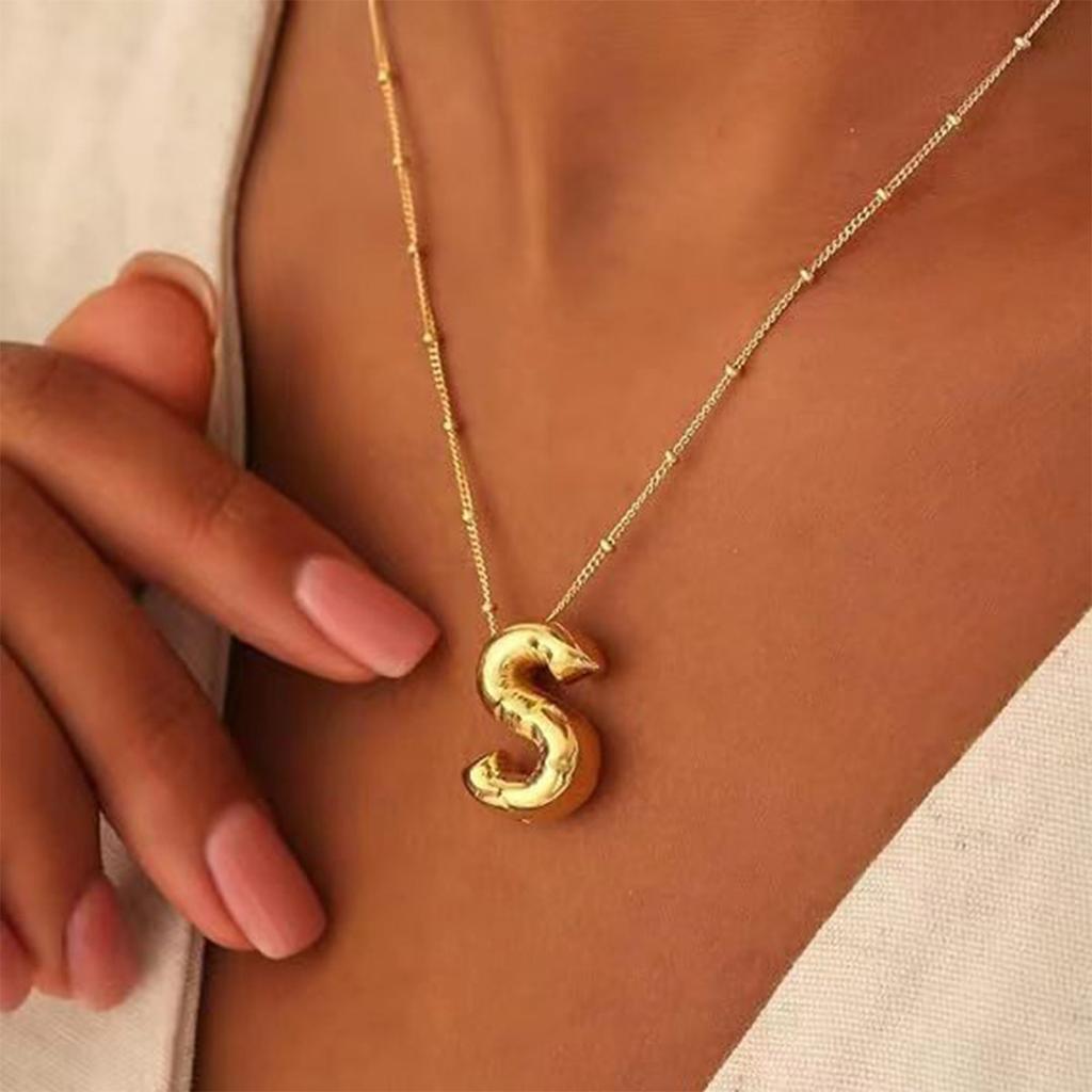 Glossy English Letter Copper Pendant Necklace Jewelry 26 Letter Special Gifts For Women