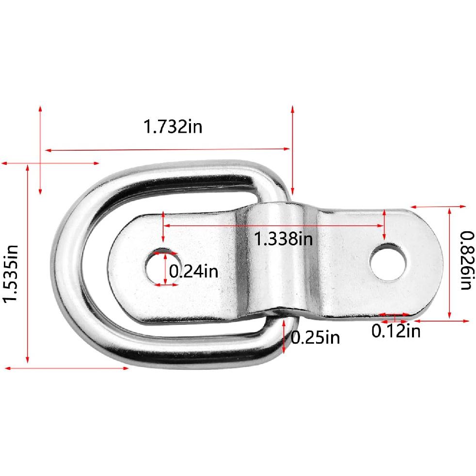 D-Ring Tie Downs Anchor1/4” Heavy Duty Surface Floor Mount Lashing Rings 2400 Lbs Cargo Trailers Load-Bearing Hangers Bracket (Pack Of 12)