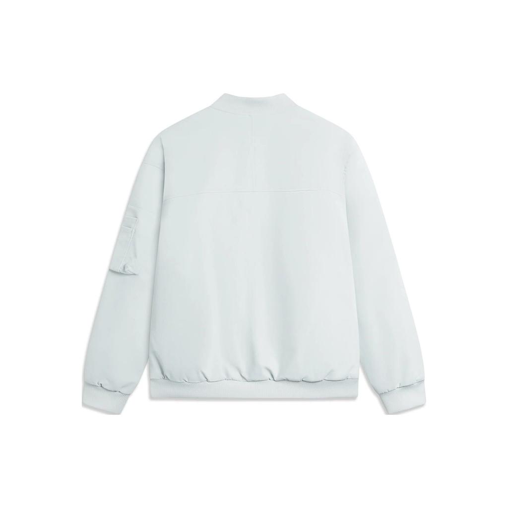 Li Ning Sports Trend Series Solid Color Zipper Stand Collar Long Sleeve Cotton Jacket Men Jackets Stone-Gray AJMU011-3