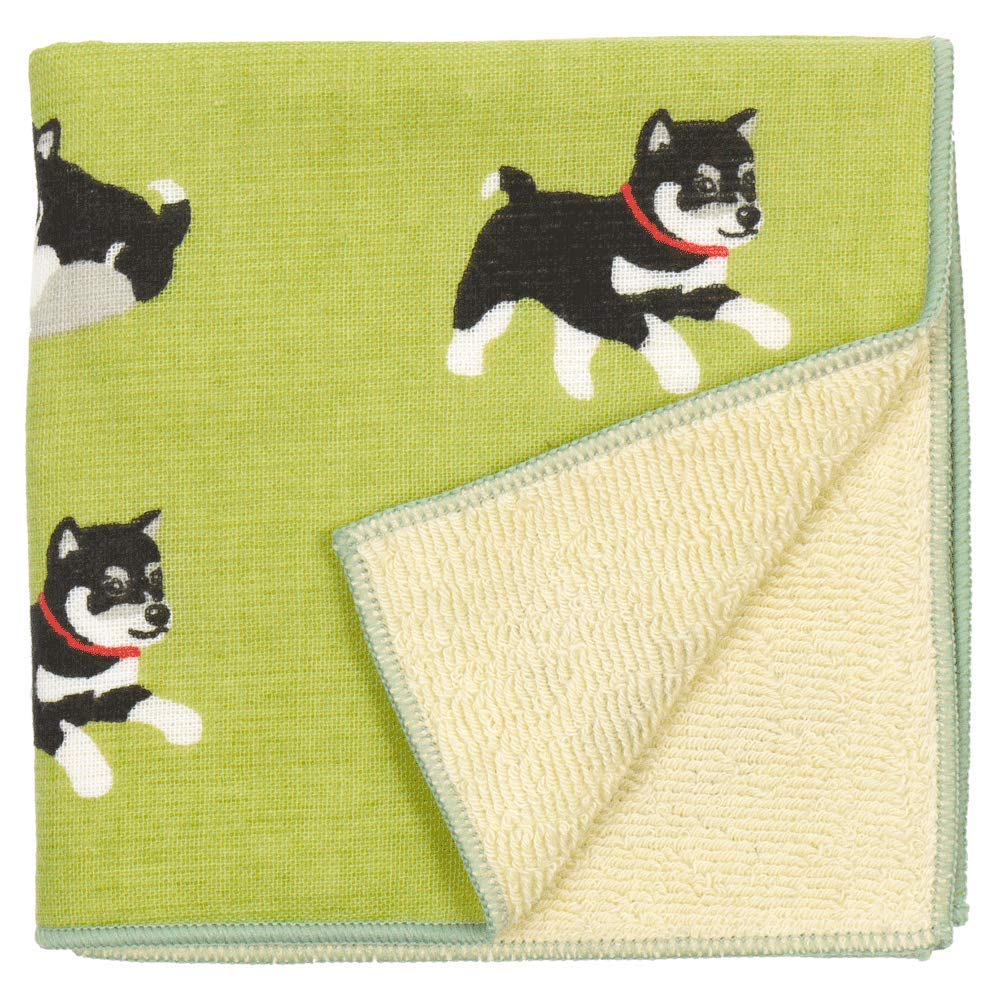 Hamamonyo Japanese Towel Black Shiba Inu Yellow Semi-Wash (Towel Handkerchief)