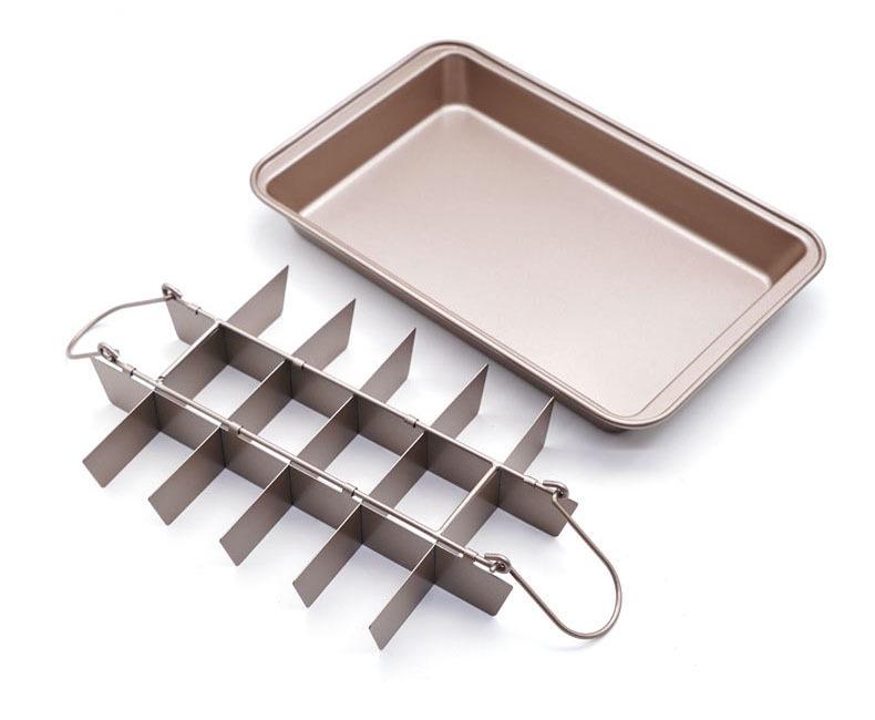 In Stock Non-Stick, Fixed Bottom 18-Cavity Brownie Pan - Square Cake and Bread Baking Mold