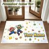 Crystal Velvet Square Rug Custom NameSuper Mario Pattern Non Slip Home Floor Decor Rug