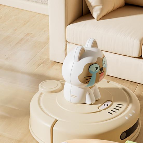 Cat Robotic Vacuum Cleaner Car Toy Inertial Drive Pull Back Cartoon Kitten Sweeper Vehicle Educational Toy Toddlers Boys Girls Gift