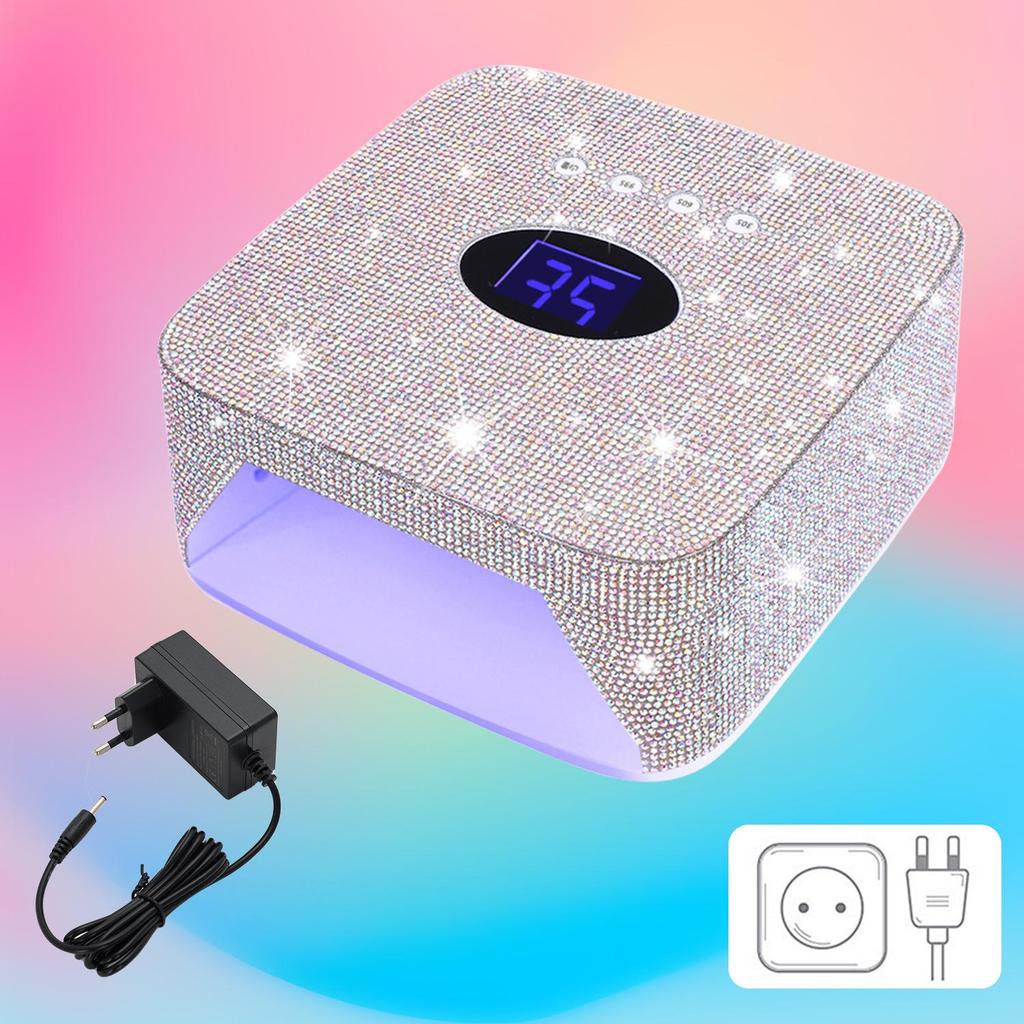 Rhinestone Wireless Rechargeable 54W Nail Lamp - Smart Induction, Quick Dry, No Blackening Hands