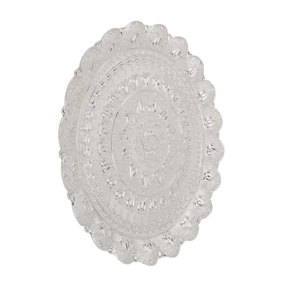 Turkish Tea Coffee Serving Tray Vintage Style Embossed Pattern Round Coffee Plate for Bar Outdoor