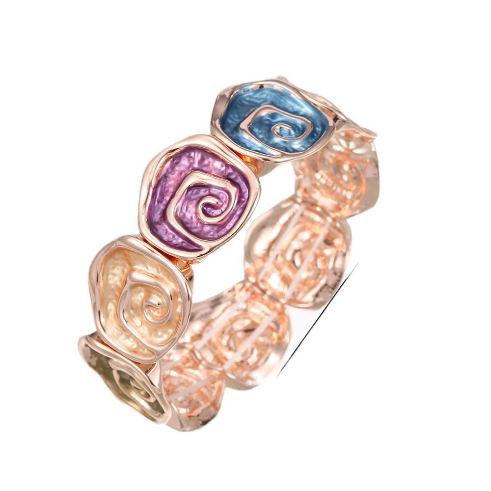 Luxury New Color Oil Geometric Rose Elastic Bracelet Fashion Premium Ladies Versatile Alloy Bracelet