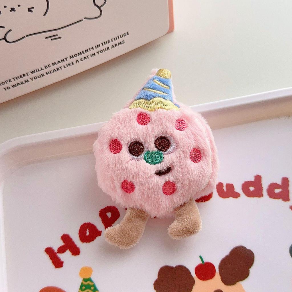 Cute Cartoon Cookie Plush Brooch - Colorful Funny Cookie Man Doll Keychain and Bag Pendant
