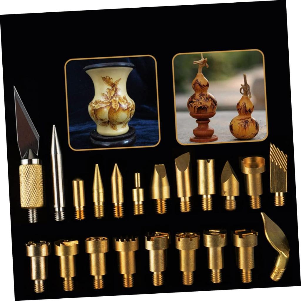 PLAFOPE Woodburning Tools Kit 22pcs Soldering Iron Tips for Special Carving Branding Decorative Patterns