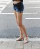 Khiho Eyelet Kitten Flip-Flops Silver
