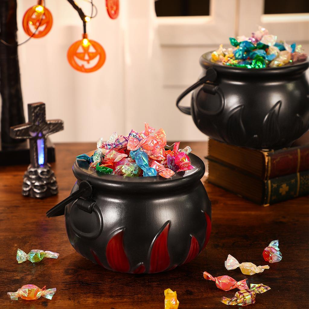 2 Pcs Witch Jar Handheld Basket Toys Halloween Decor Party Candy Bucket Bowl Kids Lanterns Portable Large Trick Treat Props