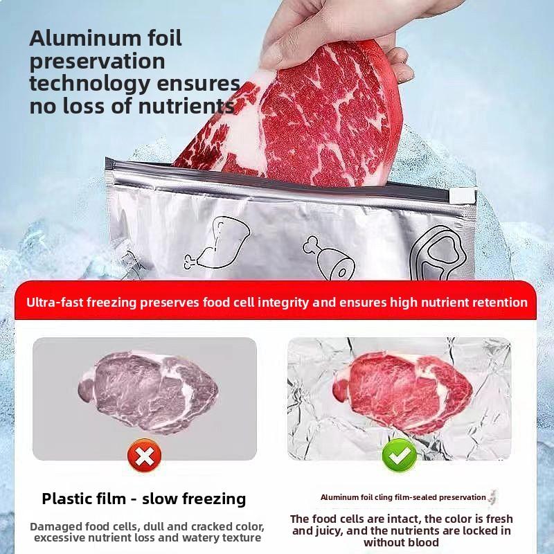 Food Grade Aluminum Foil Ziplock Storage Bag Thick Sealed Fresh Lock Food Packaging Pouch Thickened Reusable