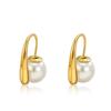 Two in One Golden Metal Imitation Pearl Stud Earrings for Women Geometry Simple Fashion Sweet Personality Jewelry Gift