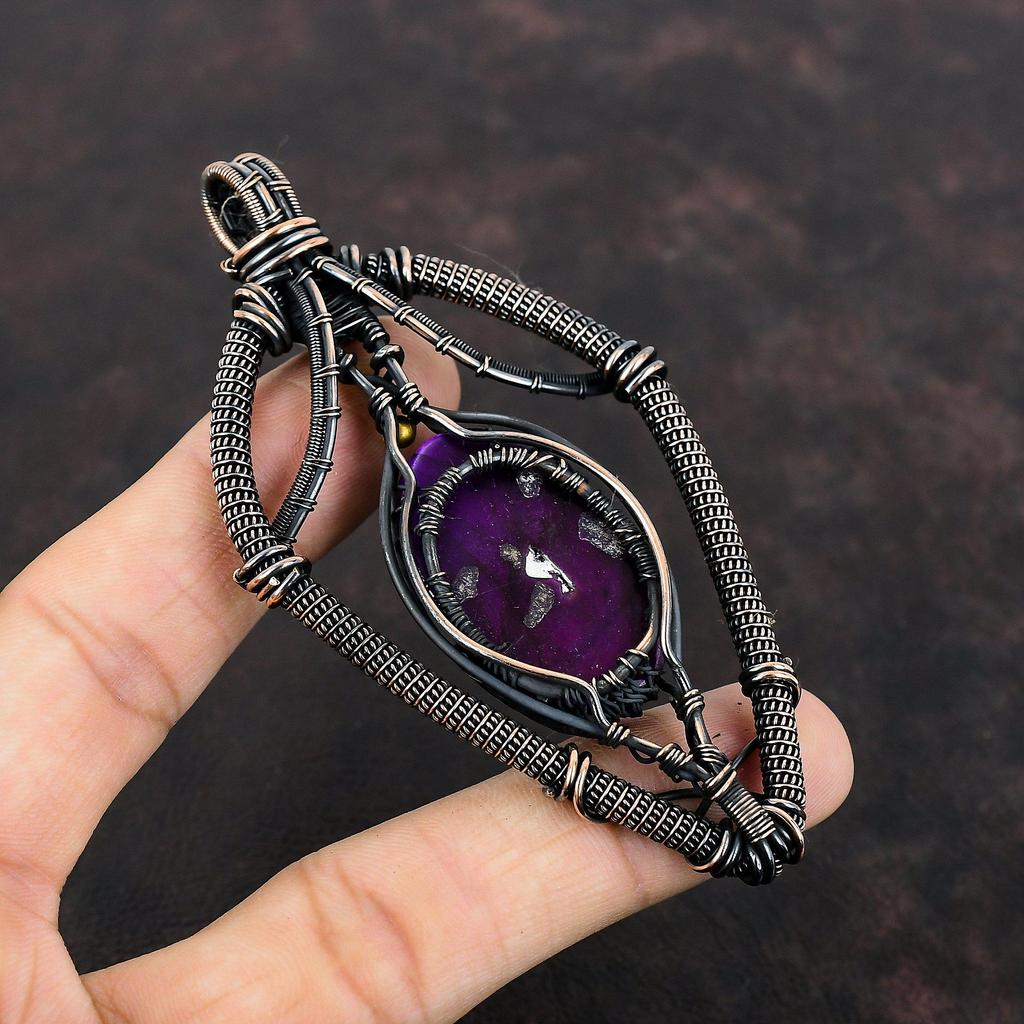 Tree Of Life Purple Fire Labradorite Pendant Copper Wire Wrapped Pendant Handmade Jewelry Rainbow Moonstone Gemstone Pendant Gift For Friend