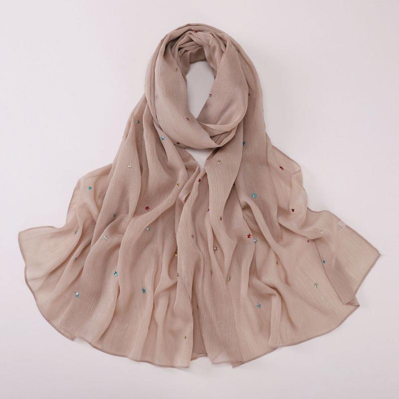 Silver Star Hot Drilling Chiffon Long Scarf Ethnic Fashion Women