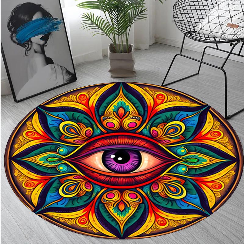 Psychedelic Eye  Circular Rug Office Decorative Carpet For Living Room Bedroom Door Mat Floor Rug Computer Chair Area Rug Viking Theme Decor