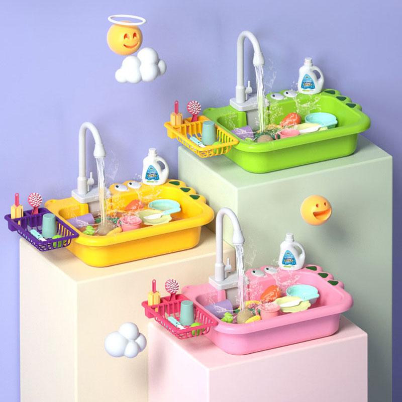 Interesting Toys Unisex Infant Play Kitchen Swimming Pool Floating Fishing Toy Faucet Play Sink Kitchen Sink Toy Electric Faucet Water Play Baby Education Toys