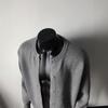QAGO Turquoise Color Block Button Cardigan Sweater for Men - Autumn American Old Money Style Knitwear