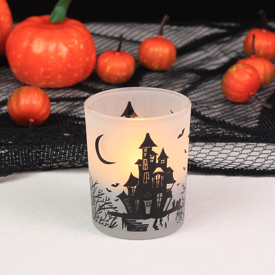 Halloween Haunted House Glass Candle Holder - Aromatherapy Candlestick Decor