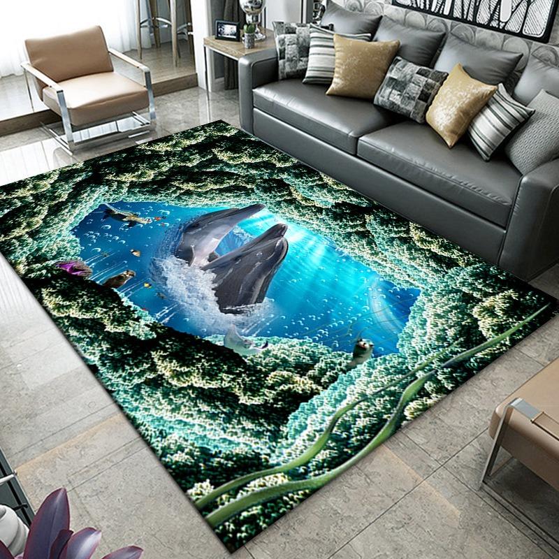 Carpet Living Room 3D Vision Underwater World Vortex Bedroom Carpet Home Tea Table Sofa Mat Indoor Rug Easy Clean Very Beautiful
